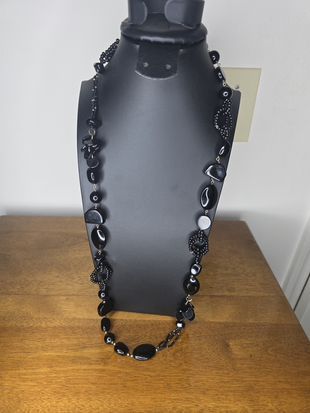Coldwater Creek Black Multi-Bead Long Necklace